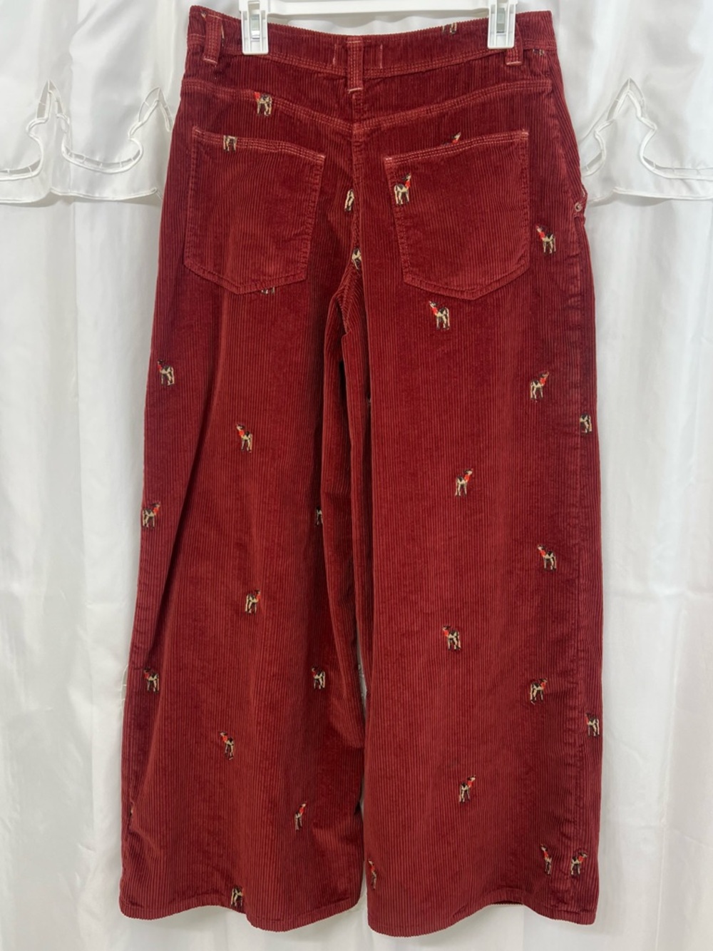 Free People We The Free Clifton Embroidered Corduroy Wide Leg Burgundy Size 29 - Picture 5 of 16